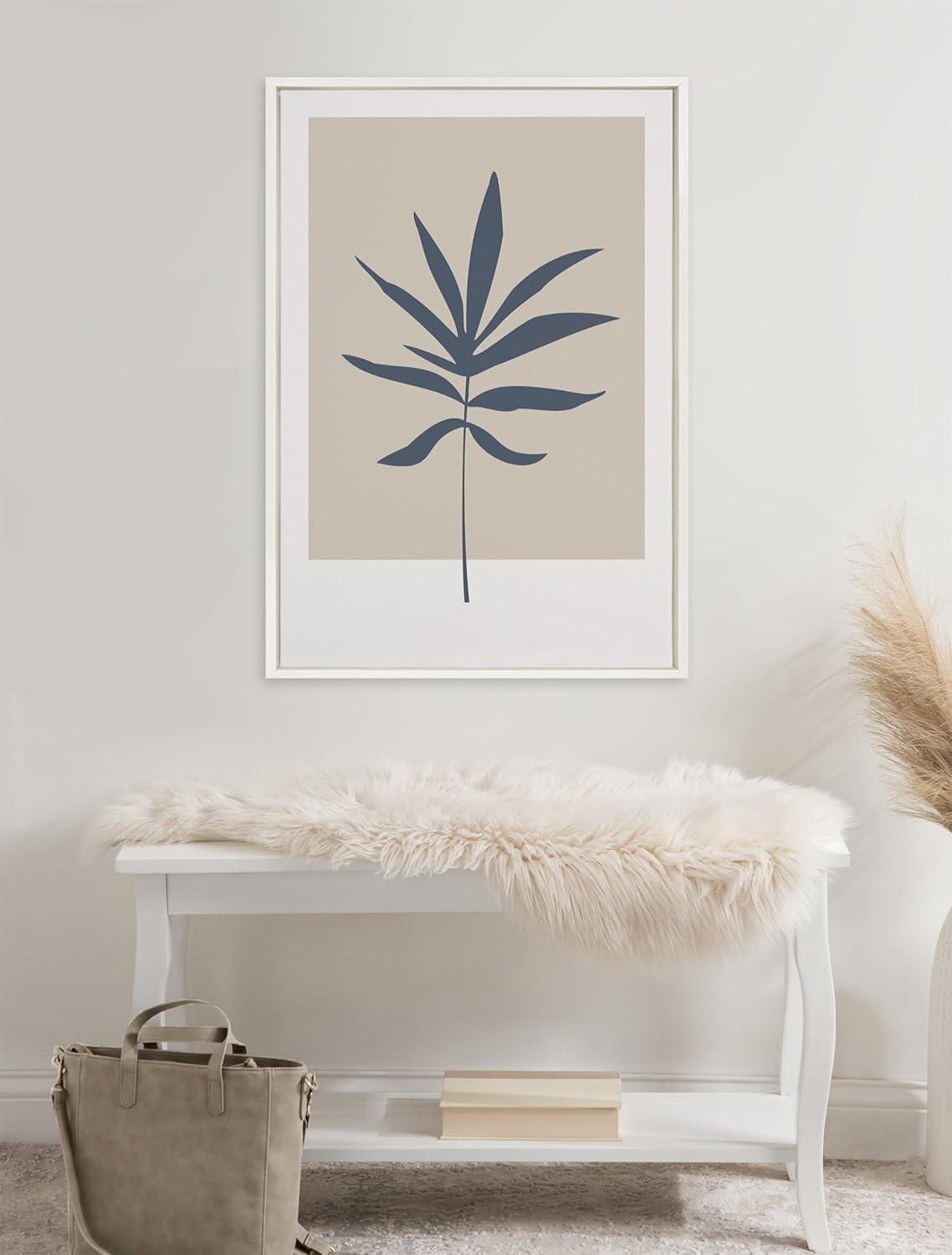 Kate & Laurel All Things Decor 23"x33" Sylvie Muted Colorblock Botanical Leaf Framed Wall Art by The Creative Bunch Studio White