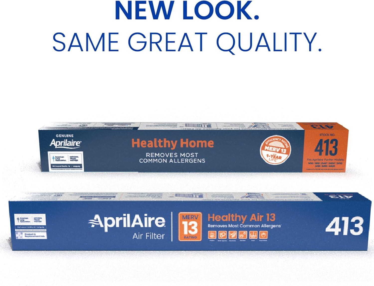 AprilAire 413 Healthy Air Filter, MERV 13, for Whole-House Air Purifiers, 16 x 25 x 4", Pack of 2