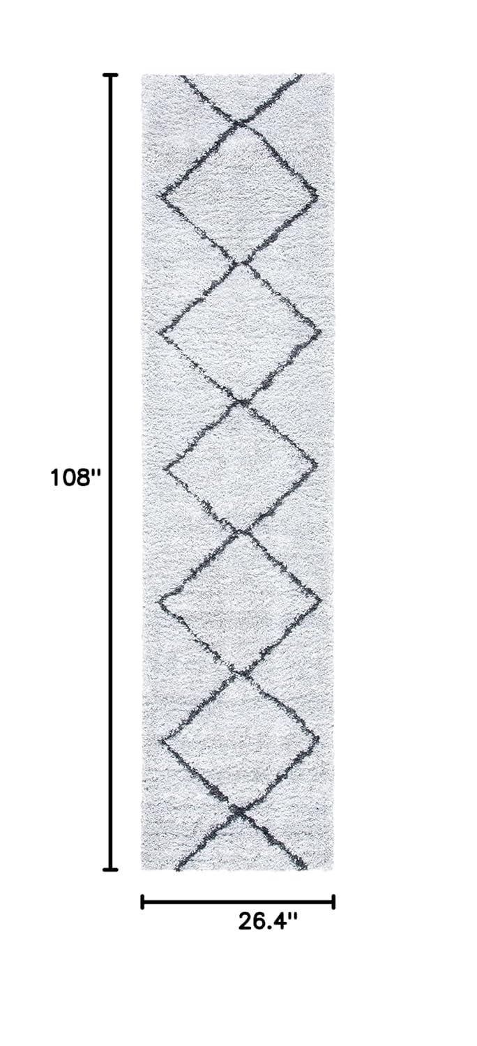 SAFAVIEH August Ravenna Diamond Shag Runner Rug, Beige/Charcoal, 2'2" x 9'
