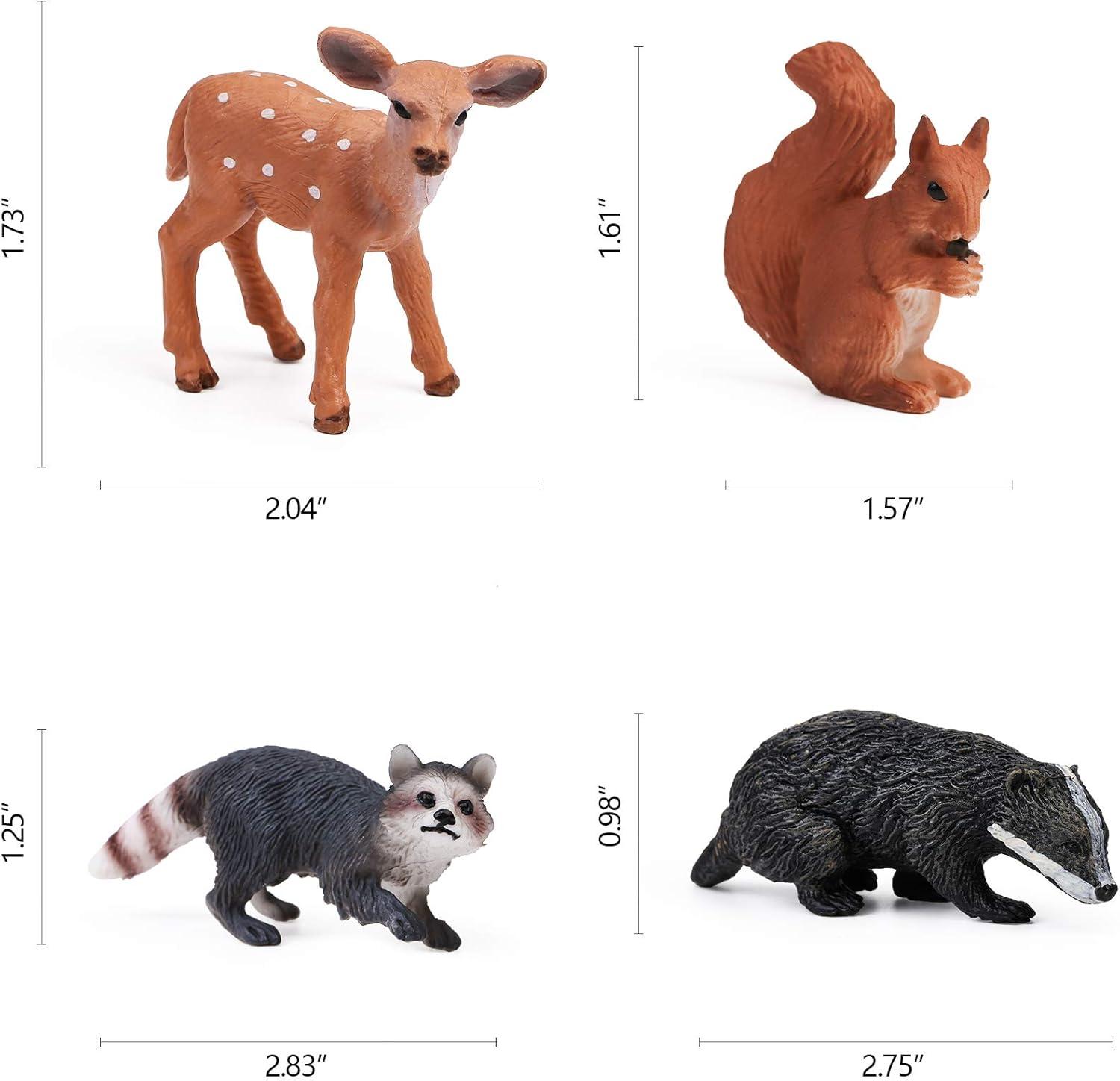 16PCS Forest Animals Baby Figures, Woodland Creatures Figurines, Miniature Toys Cake Toppers Cupcake Toppers Birthday Gift for Kids