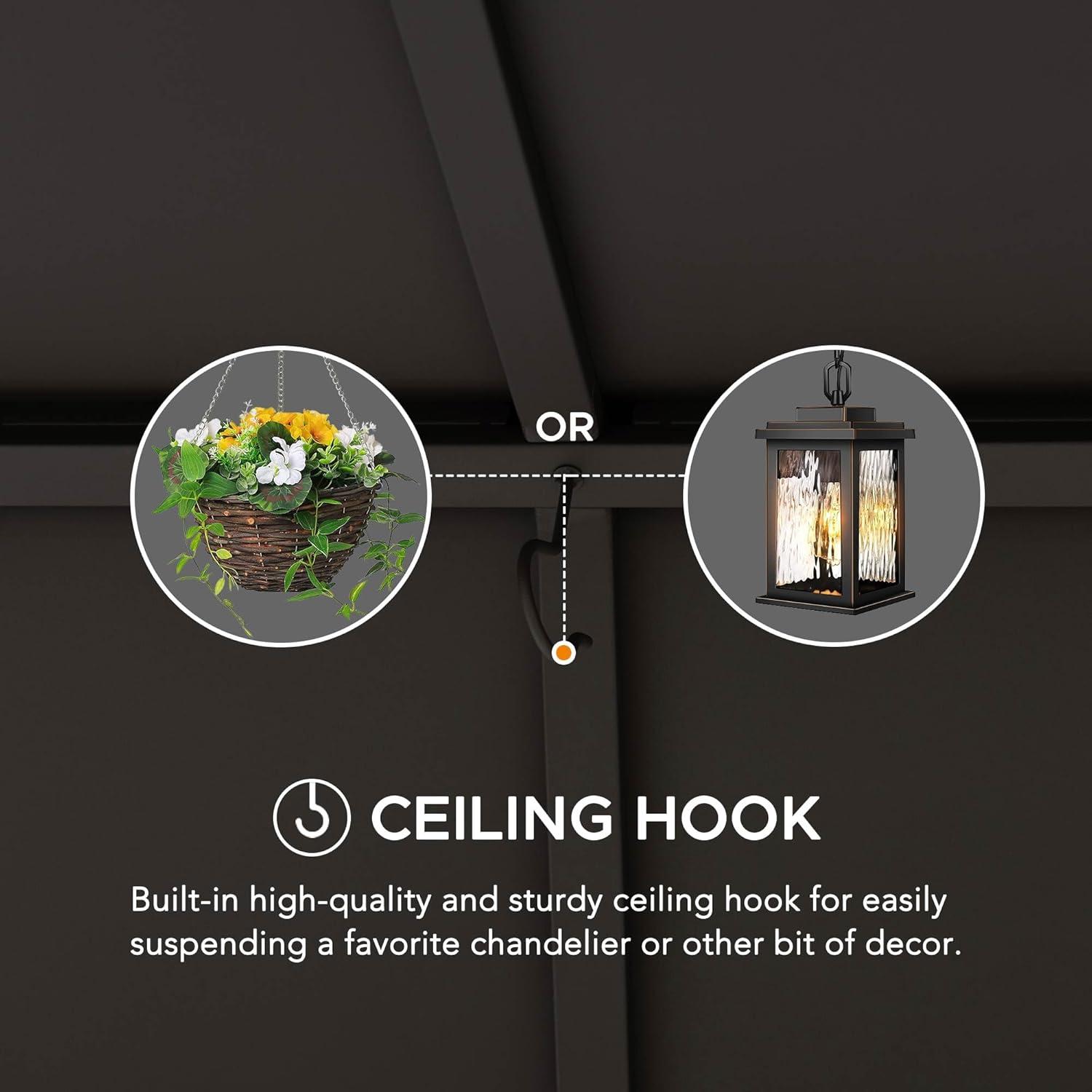 Sunjoy Sunjoy Hardtop Gazebo 12 x 16 ft. Outdoor Gazebo, Heavy Duty Steel Frame Gazebo, Double Tiered Metal Gazebo with Ceiling Hook and Removable Netting Sidewalls