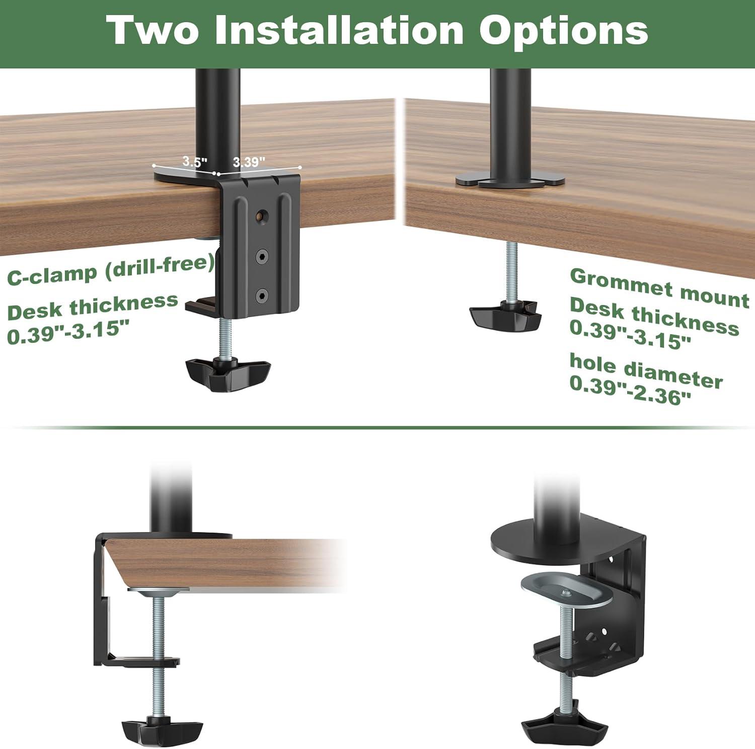 Dual Vertical Monitor Mount with Storage Tray and Adjustable Arms