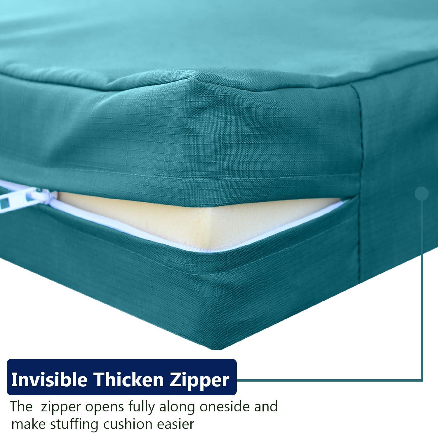 Teal Waterproof Polyester Patio Seat Cushion Covers, 24"×22"×4" (Set of 4)