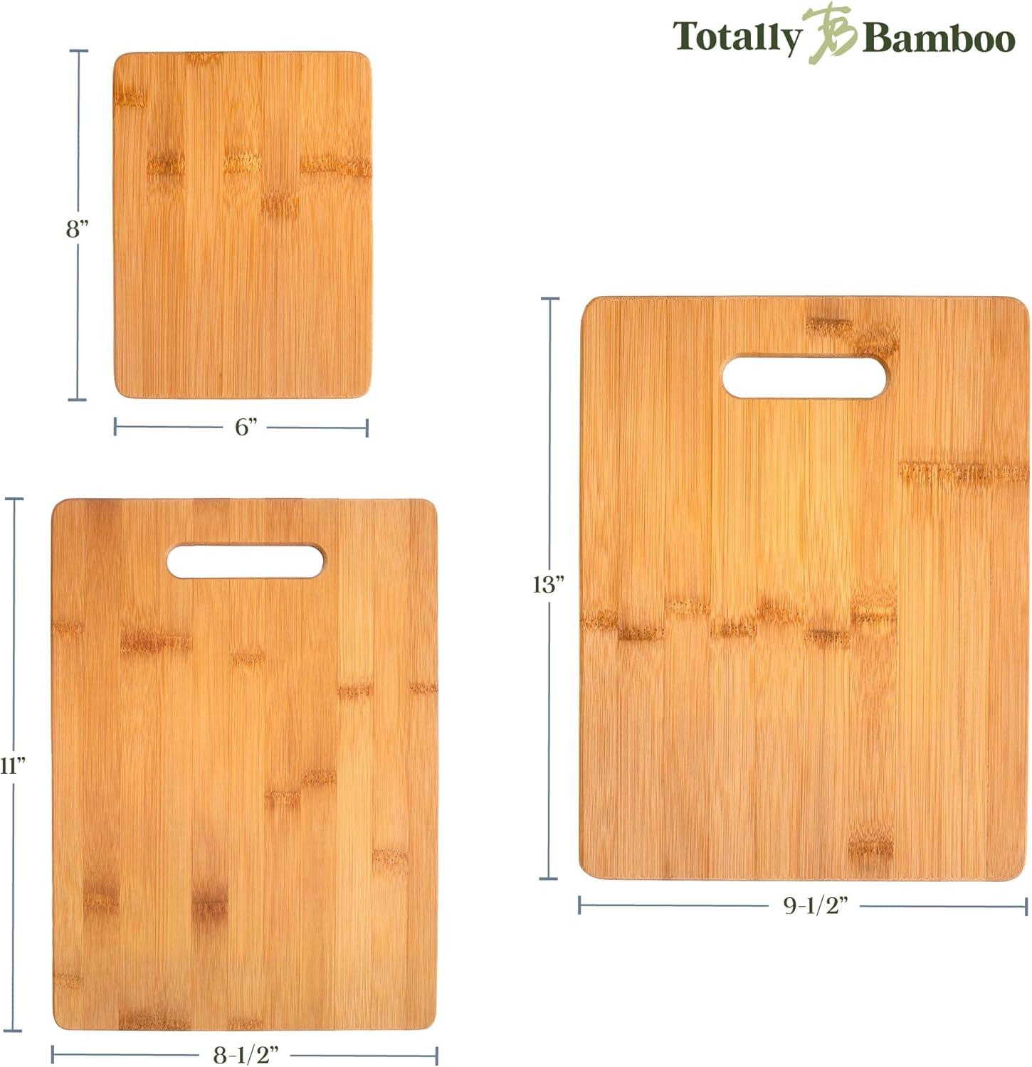 Bamboo Rectangular Cutting Board Set with Handles, 3-Piece