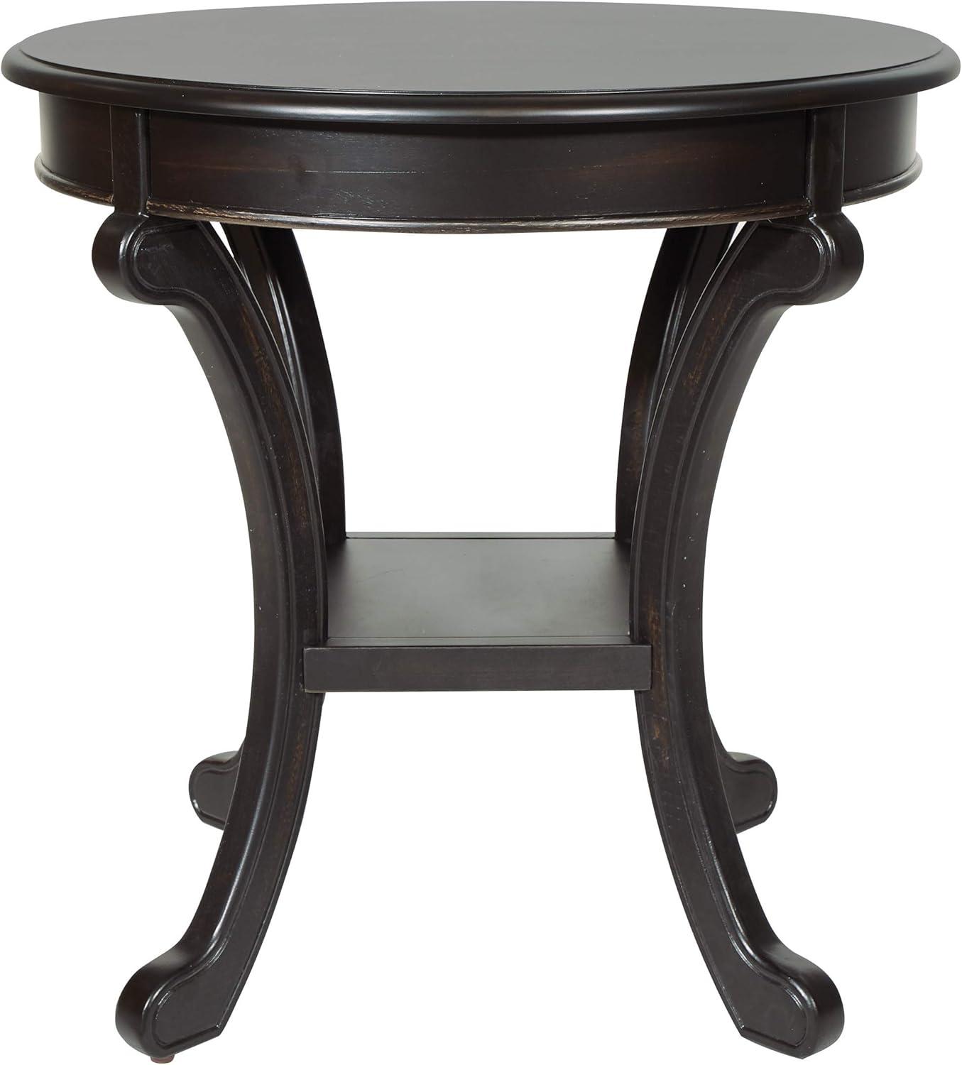 Vermont Round Wood Accent Table in Antique Black