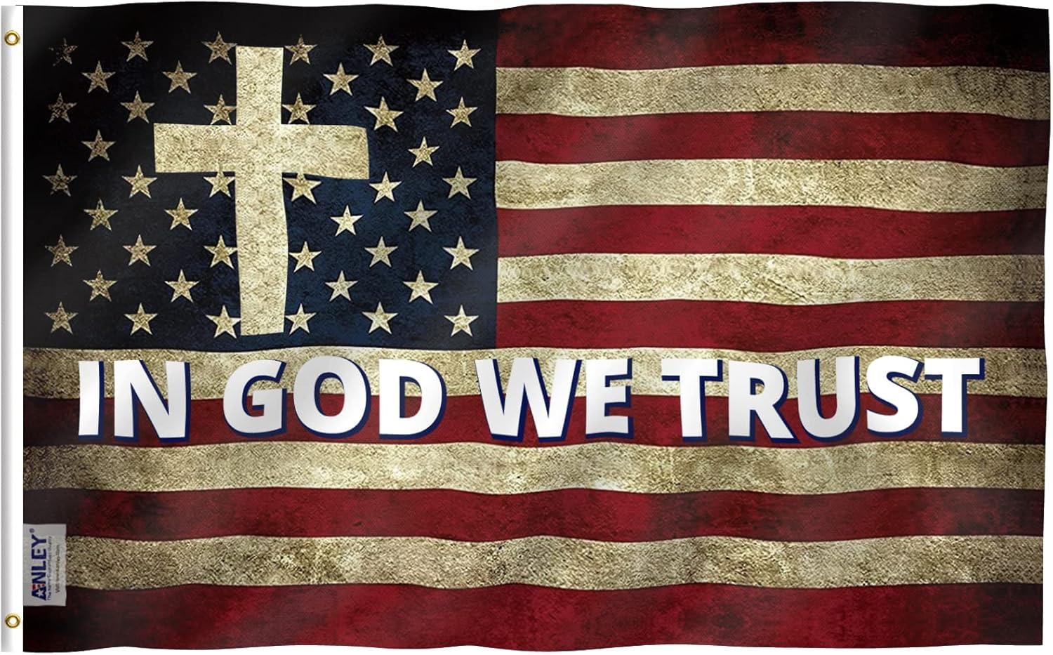 Patriotic Multicolor Polyester 3x5 Foot In God We Trust Flag