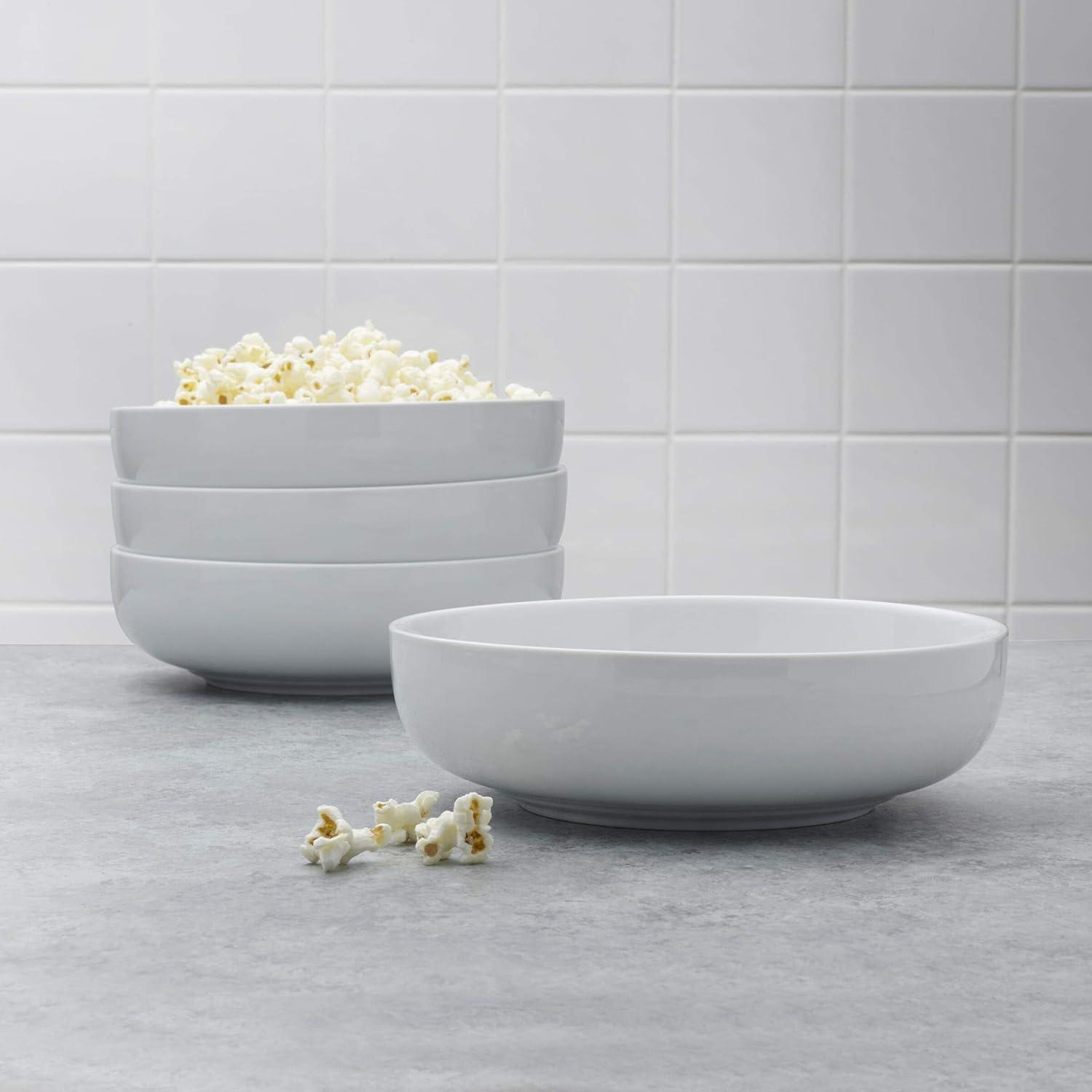 Everyday White Ceramic Microwave Safe Pasta Bowls Set