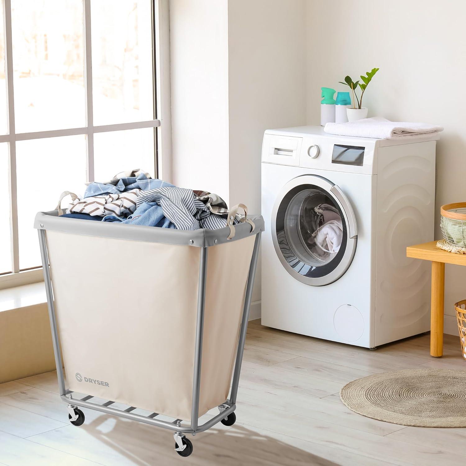 Metal Free Standing Laundry Cart with Wheels