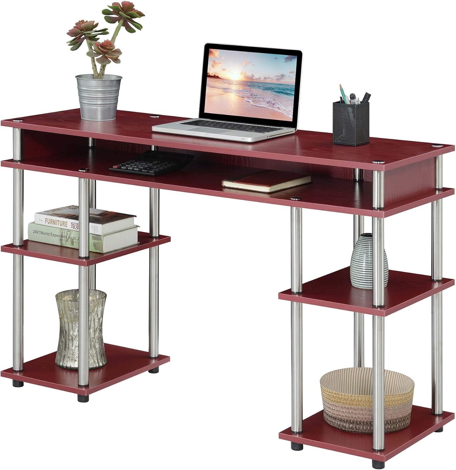 Convenience Concepts Designs2Go Student Desk with Shelves, Dark Cranberry Red, All Ages - 30" Height