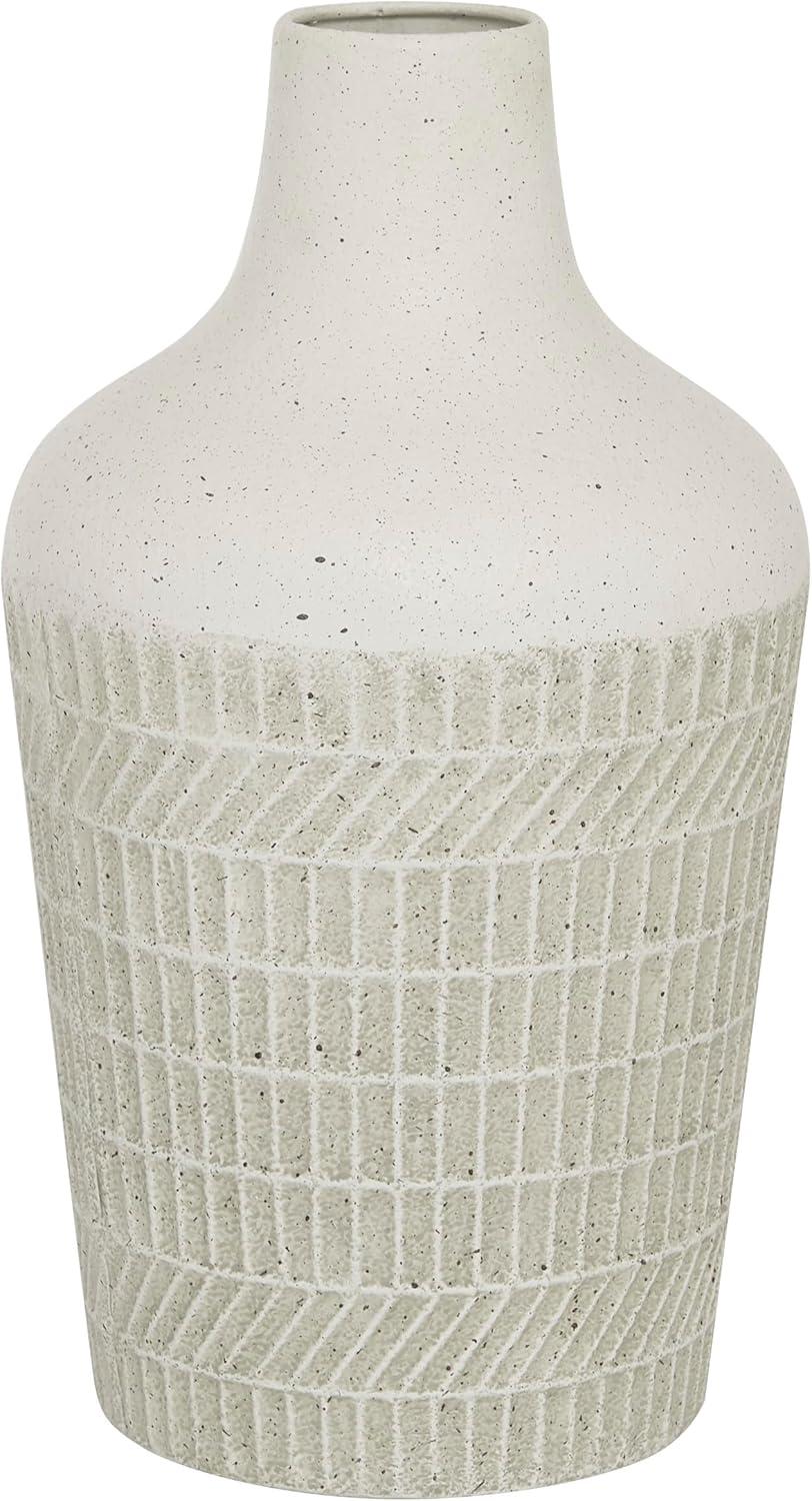 DecMode 13" Textured White Metal Vase