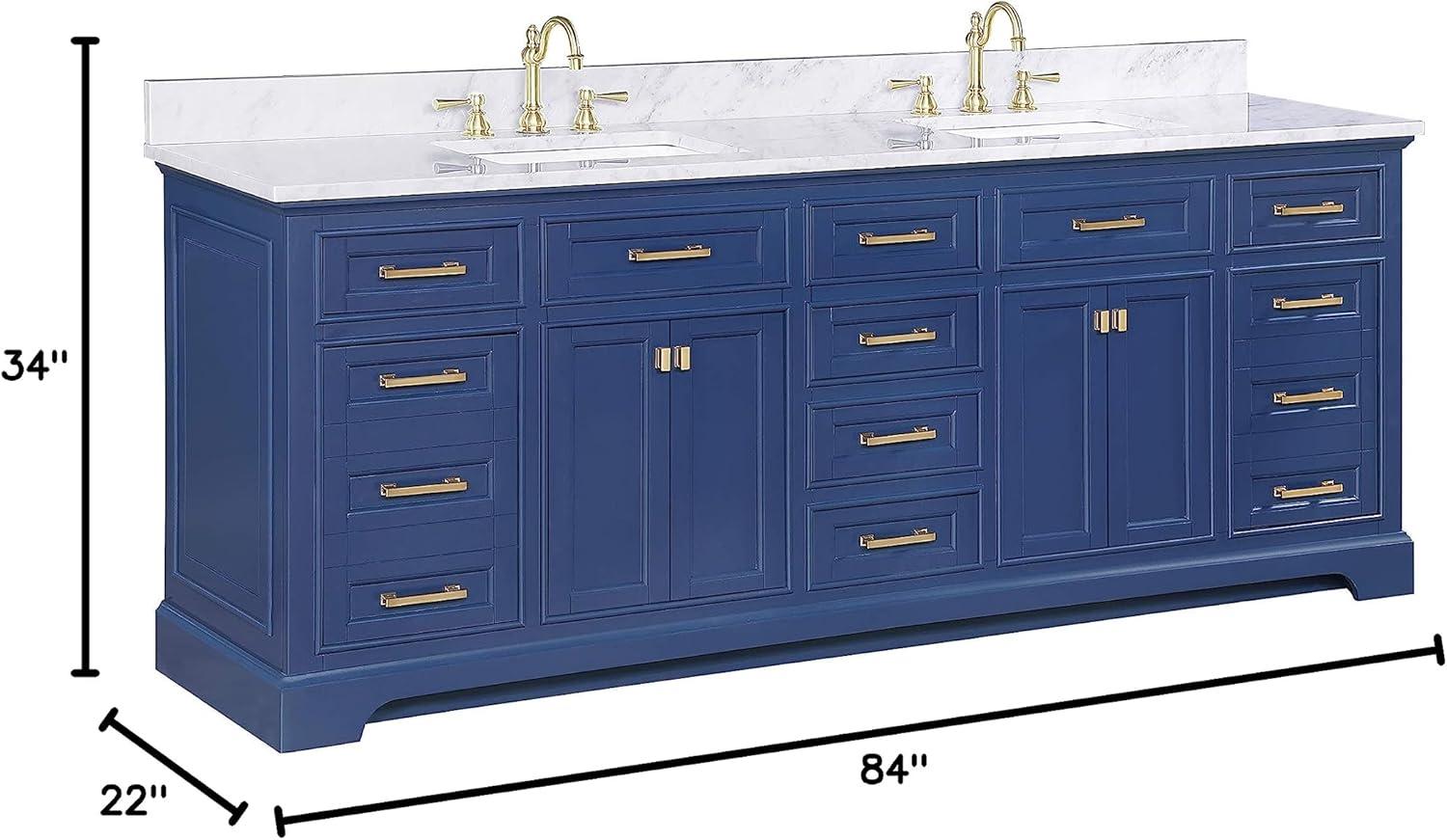 Design Element Milano 84" Double Sink Bathroom Vanity in Blue