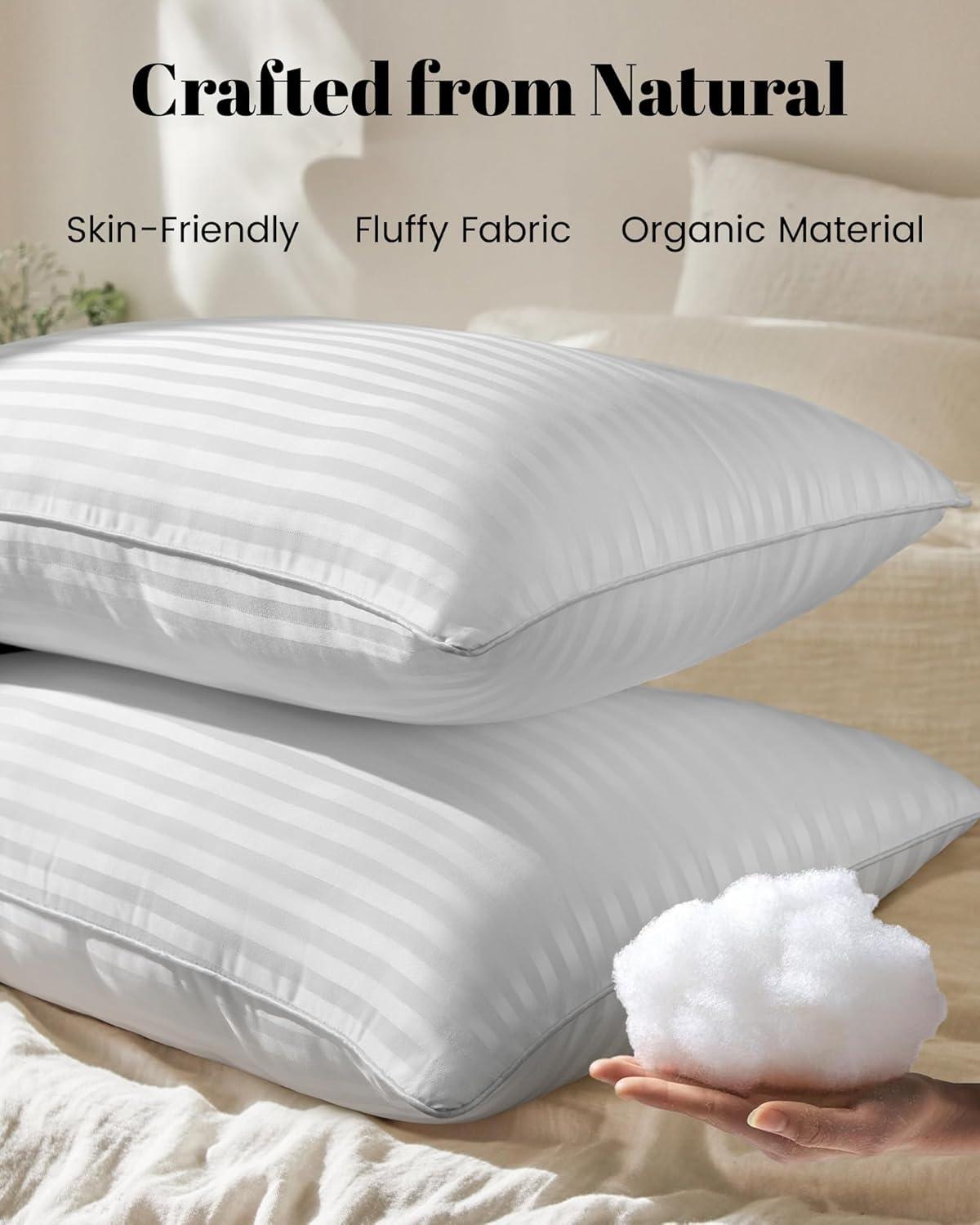 Hotel Collection Bed Pillows For Sleeping, Bed Pillows Queen Size Set Of 2,Gusseted Pillow For Back, Stomach Or Side Sleepers