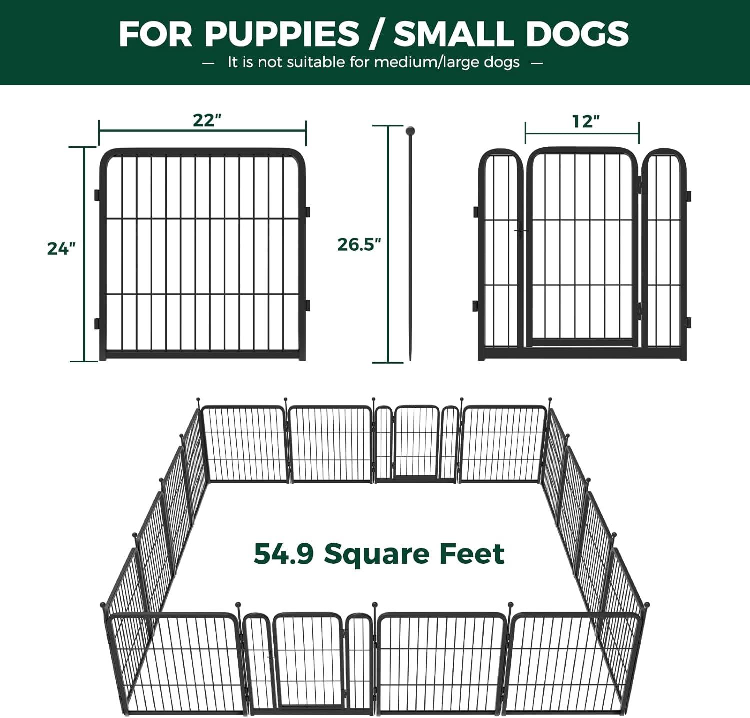 FXW Black Metal 24'' 16-Panel Outdoor Dog Playpen