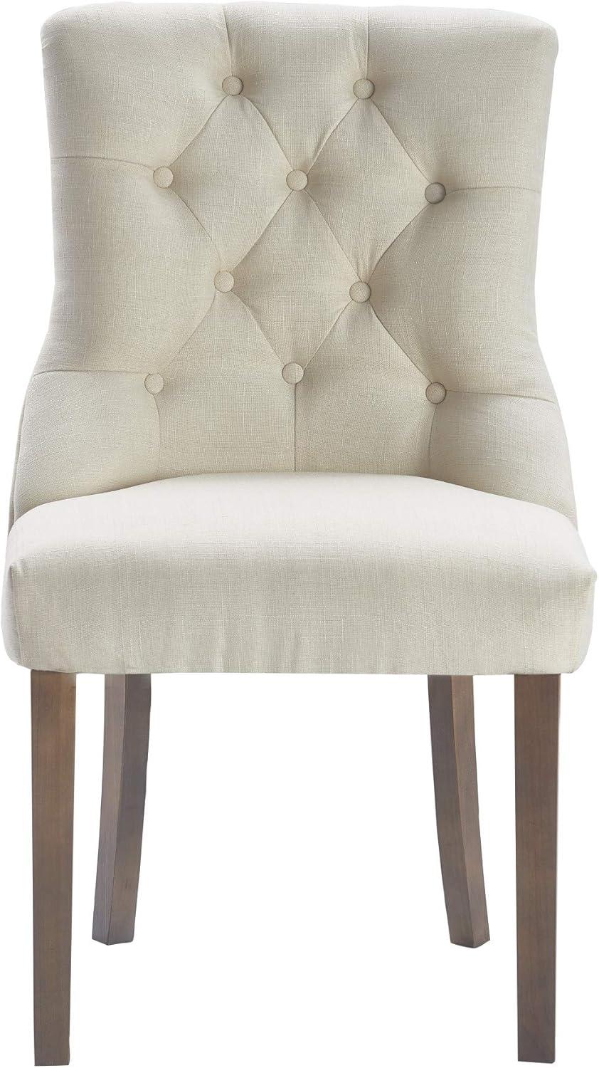 Set of 2 Elmhurst Tufted Side Chair Vintage Cream - Finch: Upholstered, Contoured Back, Wooden Legs