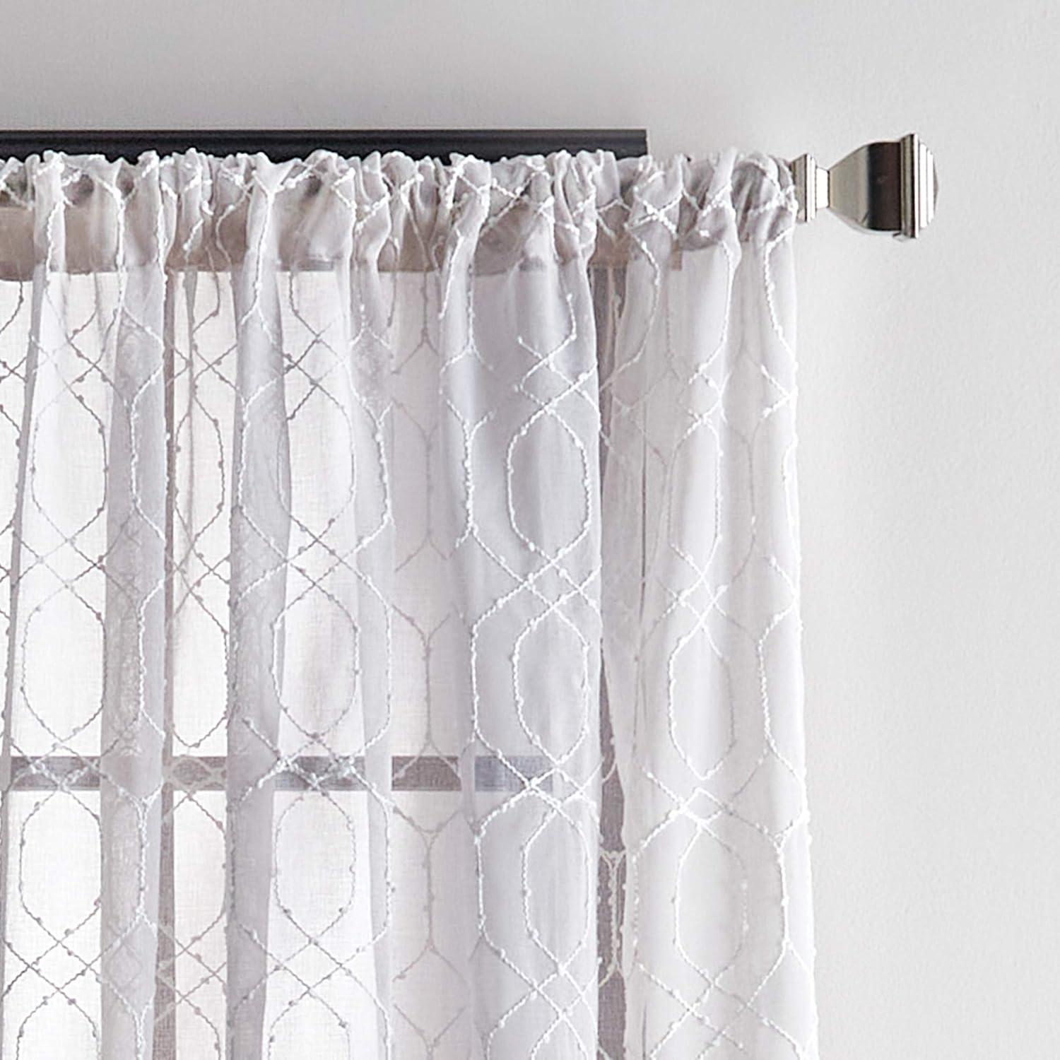 Hourglass Geometric Sheer Rod Pocket Curtain Panels