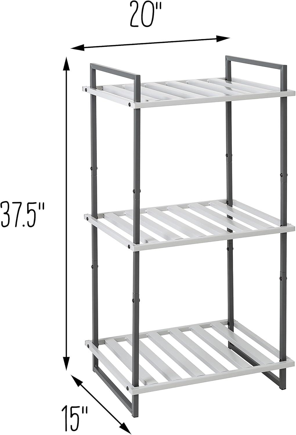 Honey Can Do 3-Tier Tubular Metal Shelf, Gray Tones