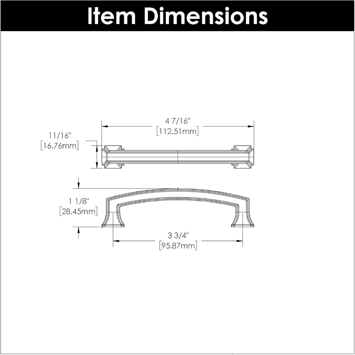 Bridges Kitchen Cabinet Handles, Solid Core Drawer Pulls for Cabinet Doors, 3 3/4" (96mm)