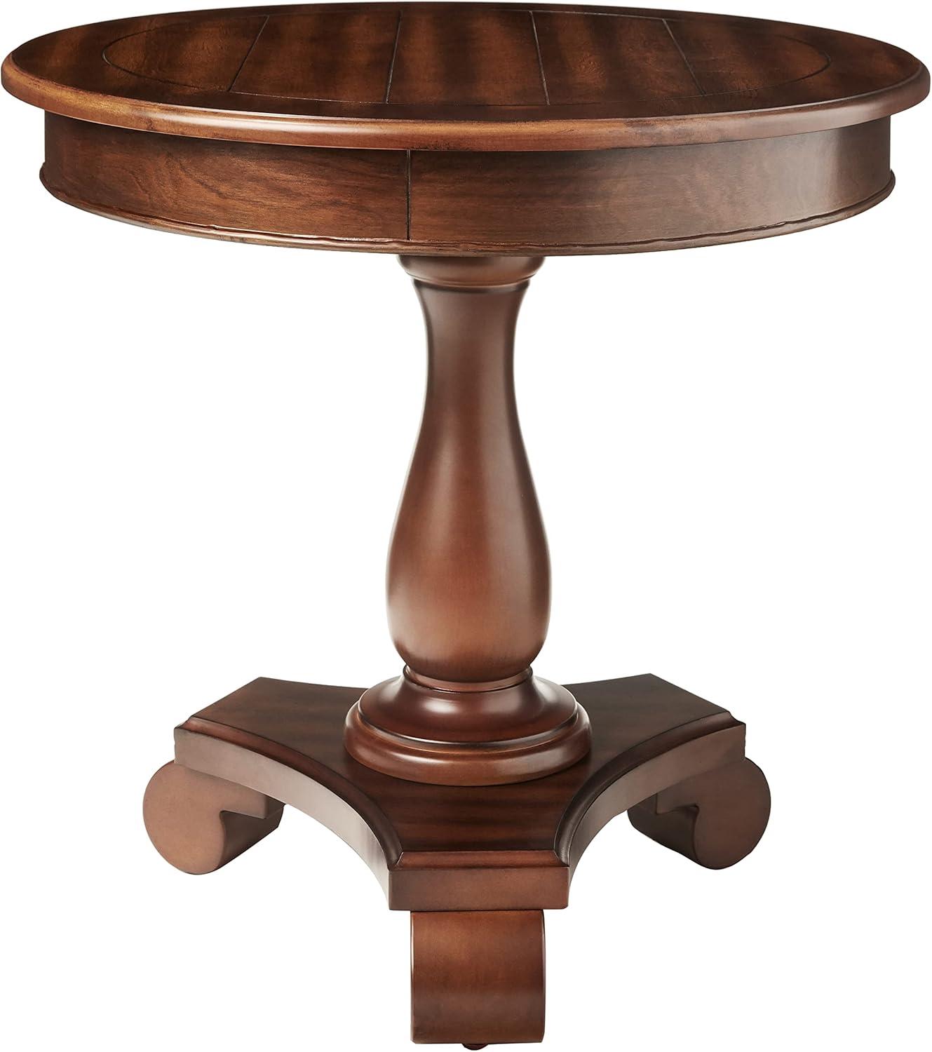 Roundhill Furniture Rene Round Wood Pedestal End Table in Espresso