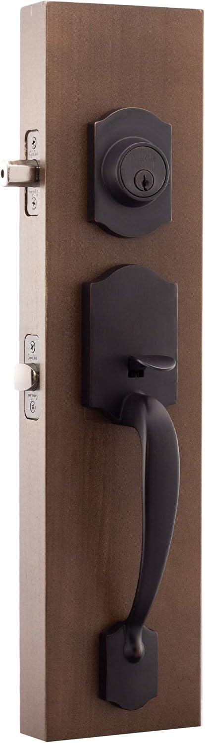 Tuscan Bronze Single Cylinder Deadbolt Front Door Handleset