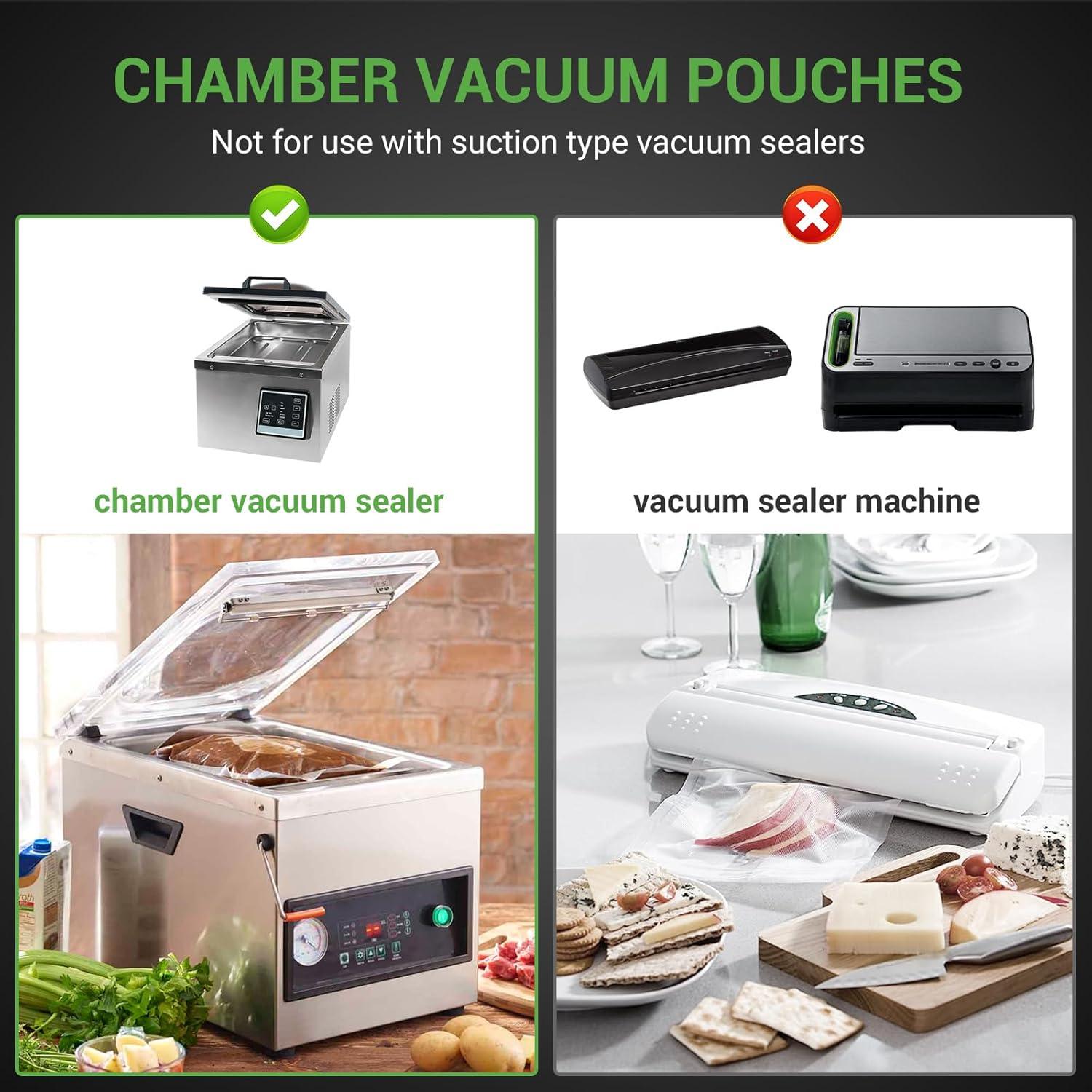 VTUUU 300 Count BPA-Free Heavy Duty Chamber Vacuum Sealer Bags