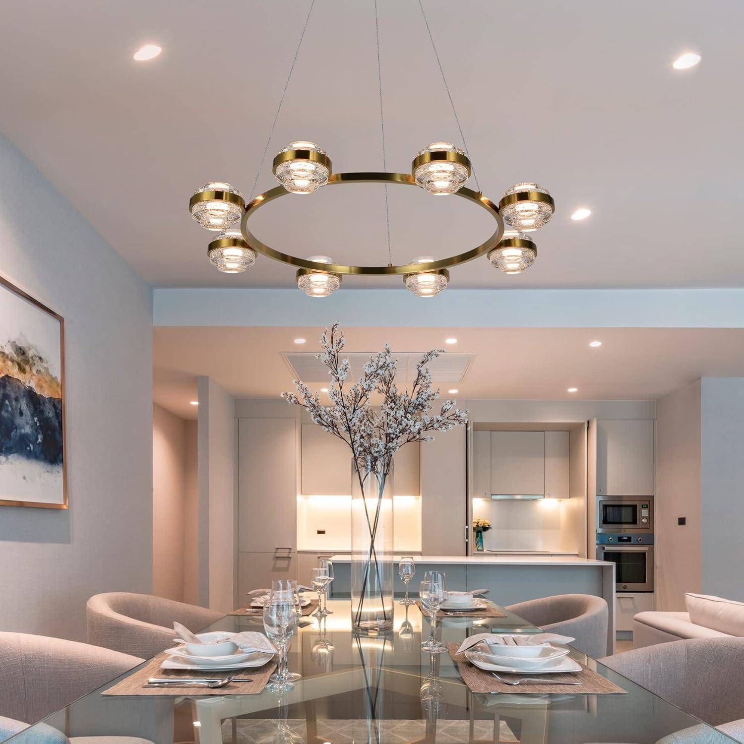 Milano 33-In Ring 8-Light Height Adjustable ETL Certified Integrated LED Circular Chandelier