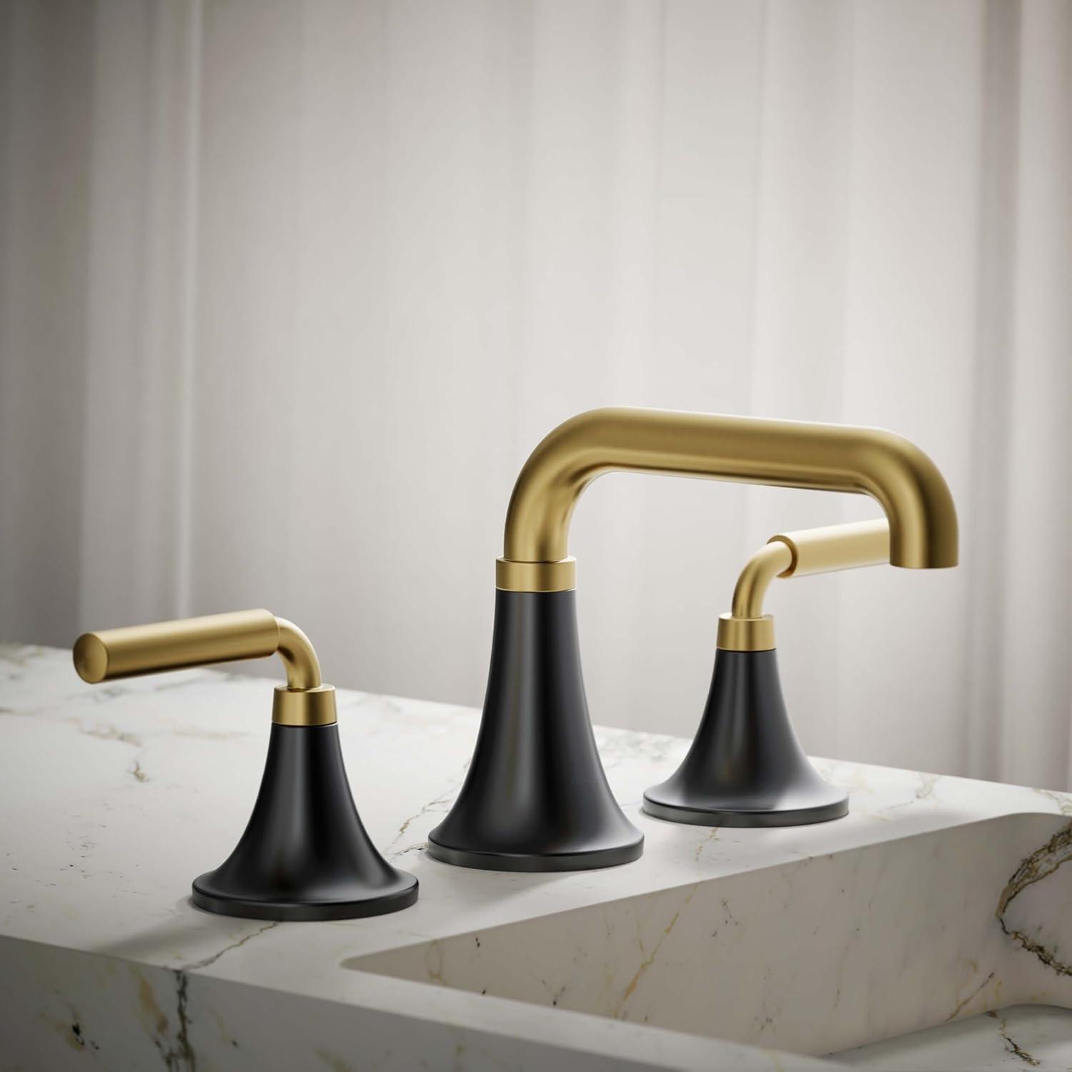 Tone Widespread Bathroom Sink Faucet, Three-Hole Bathroom Faucet with Clicker Drain, 1.2 GPM