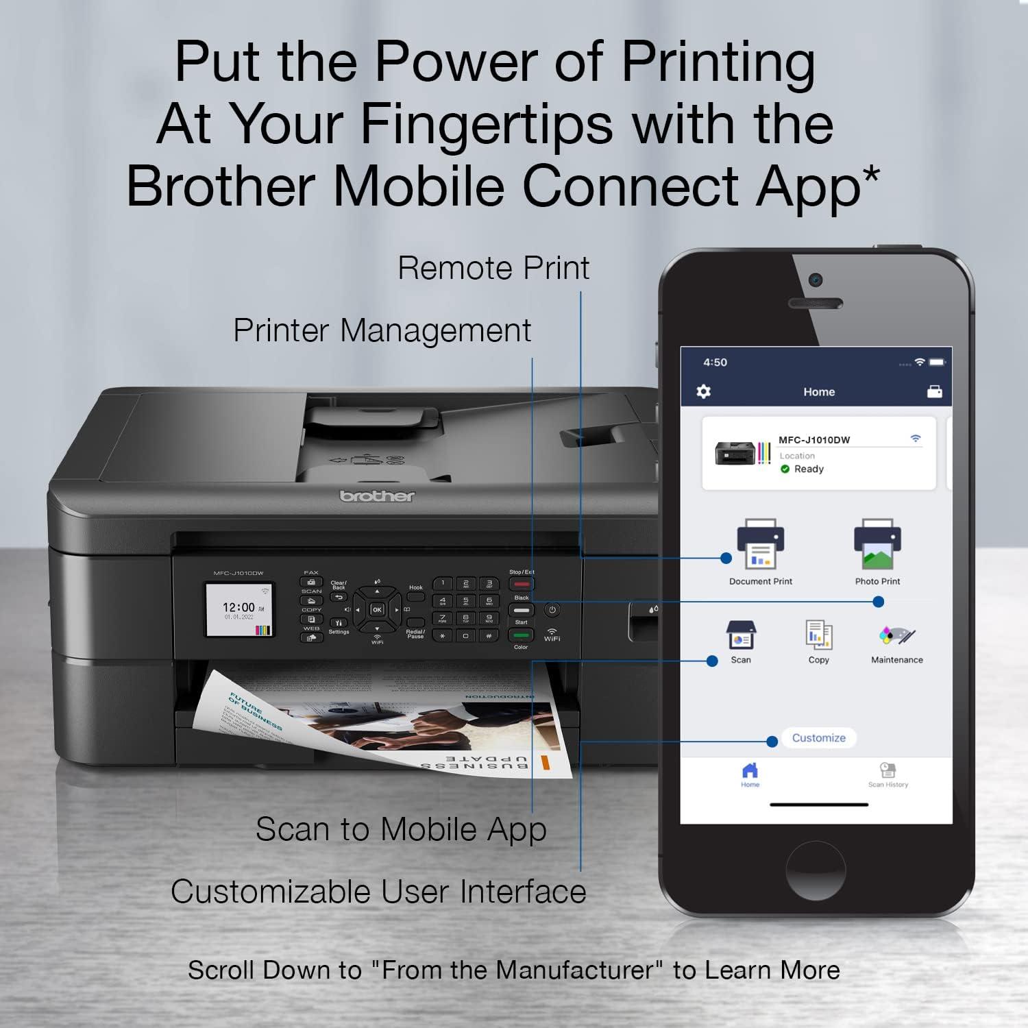 Brother MFC-J1010DW Color Inkjet All-in-One Printer with Wireless Connectivity, Duplex Printing