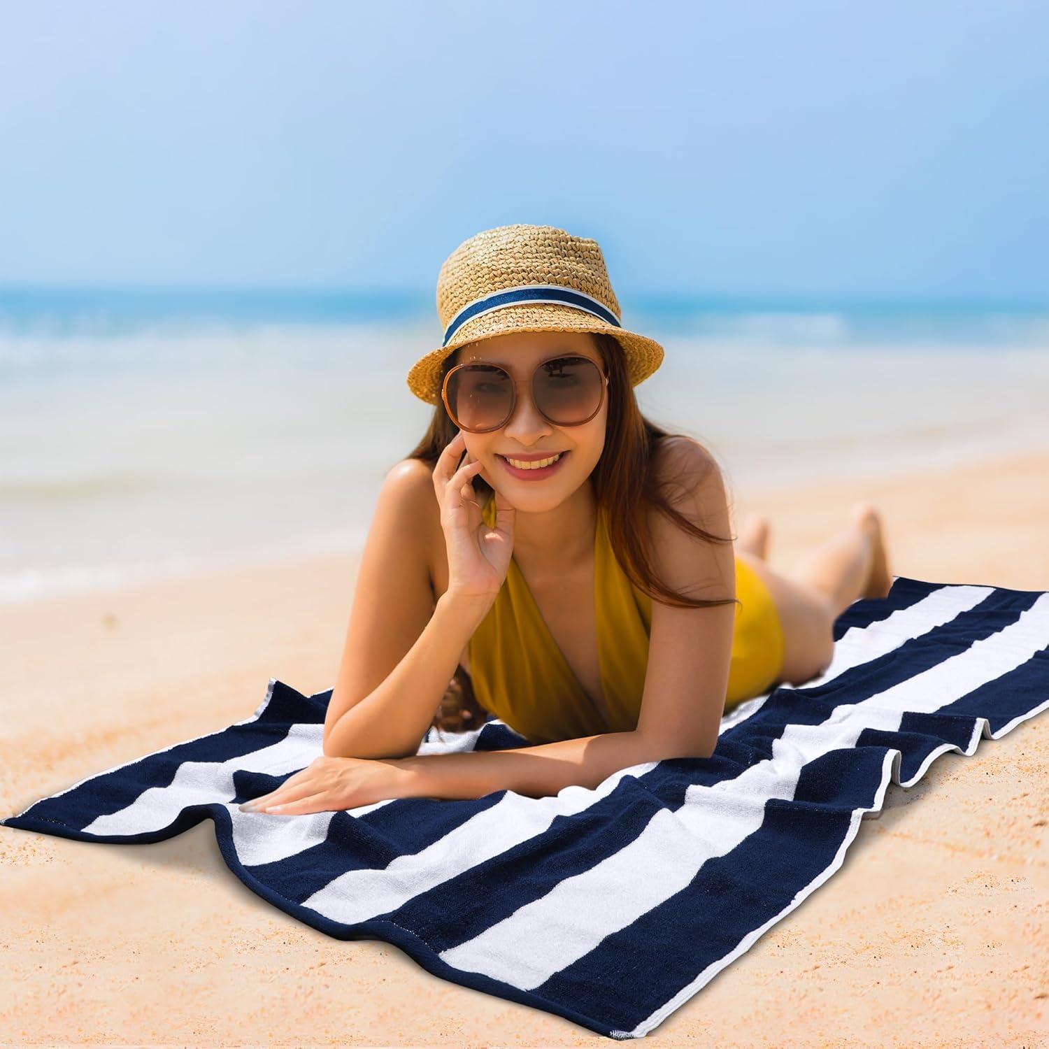 ArkwrightLLC Arkwright California Cabana 100% Cotton 30x70 Beach Towel (Pack of 4) (Set of 4)