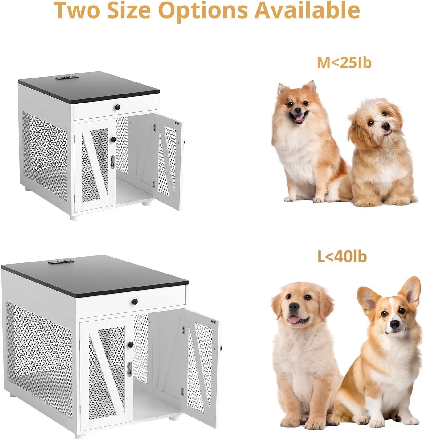 Tucker Murphy Pet™ Dog Crate Furniture, Wooden Dog Kennel End Table with USB Charging Station, Storage Drawer, Double Latched Door, Farmhouse Furniture-Style Crate Side Table for Dogs Under 40 lbs, Indoor Use
