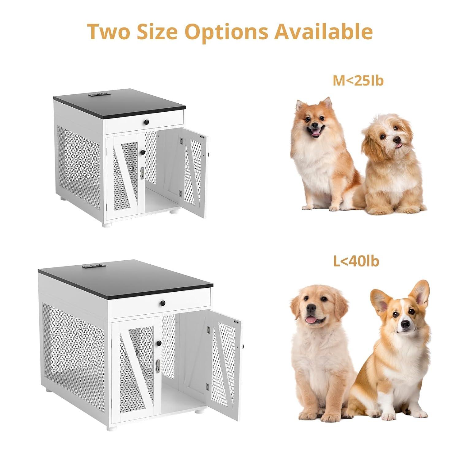Tucker Murphy Pet™ Dog Crate Furniture, Wooden Dog Kennel End Table with USB Charging Station, Storage Drawer, Double Latched Door, Farmhouse Furniture-Style Crate Side Table for Dogs Under 40 lbs, Indoor Use