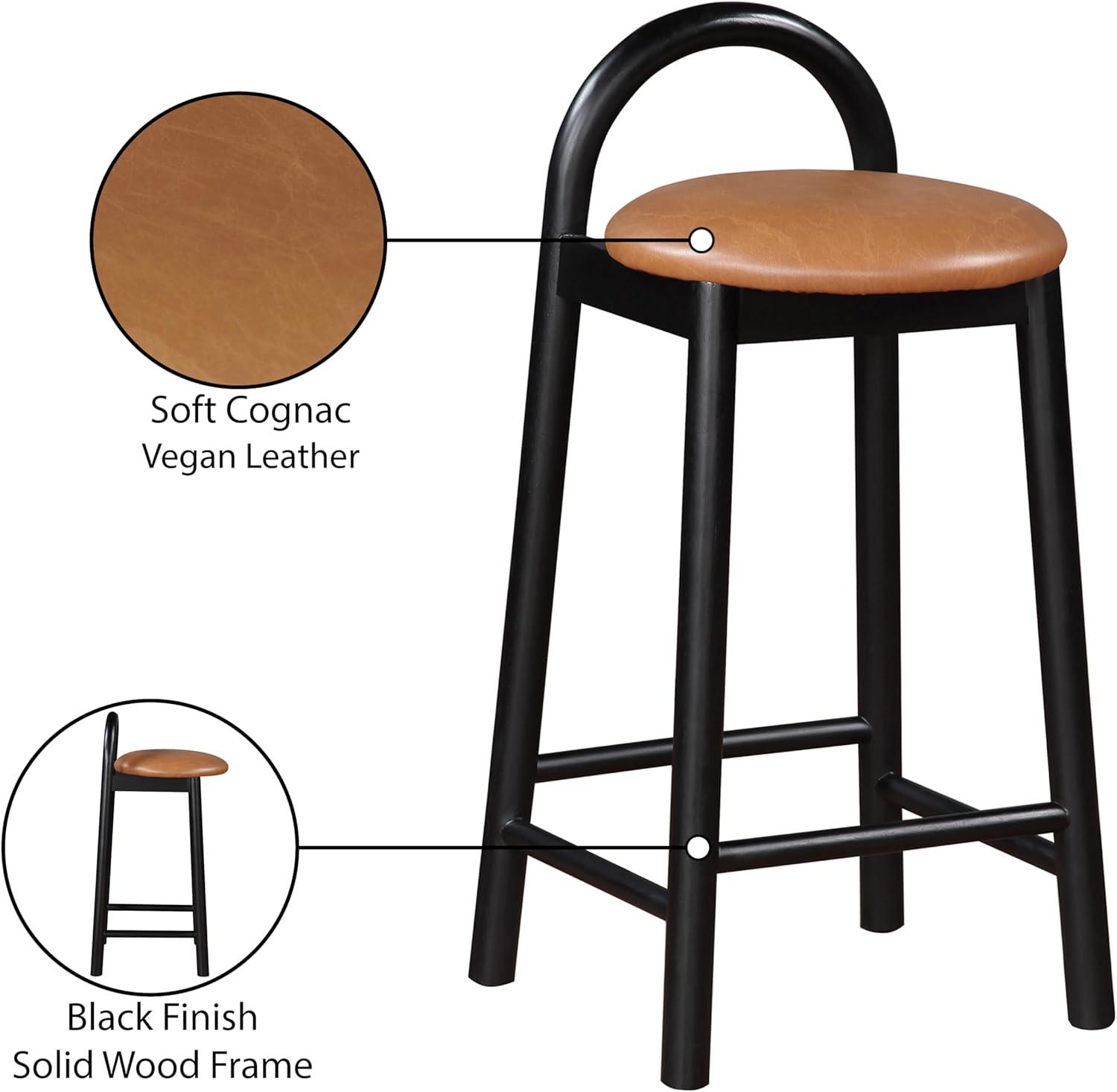 Meridian Furniture Calvin Cognac Vegan Leather Stool