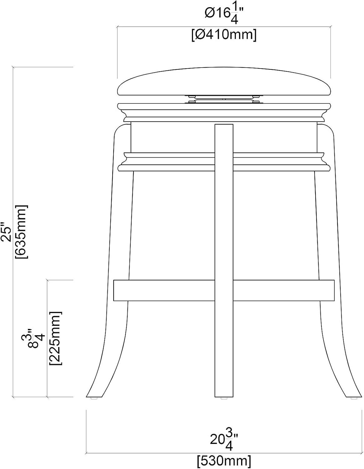 Brandy Wood and Black Leather Swivel Counter Stool