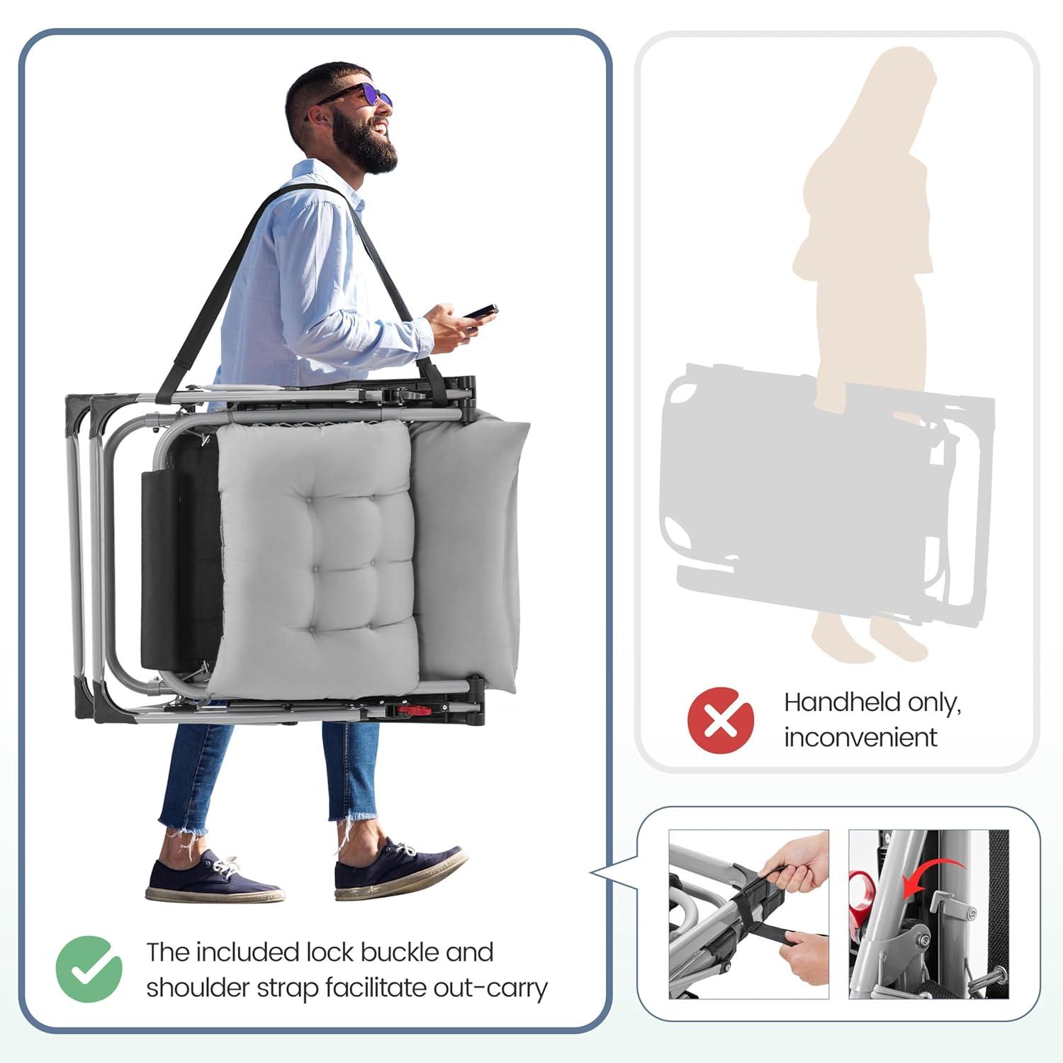 Yaheetech Zero Gravity Chair, Folding Reclining Lounge Recliner with Removable Pad & Headrest & Side Cup Holder Tray for Indoor and Outdoor Gray/2