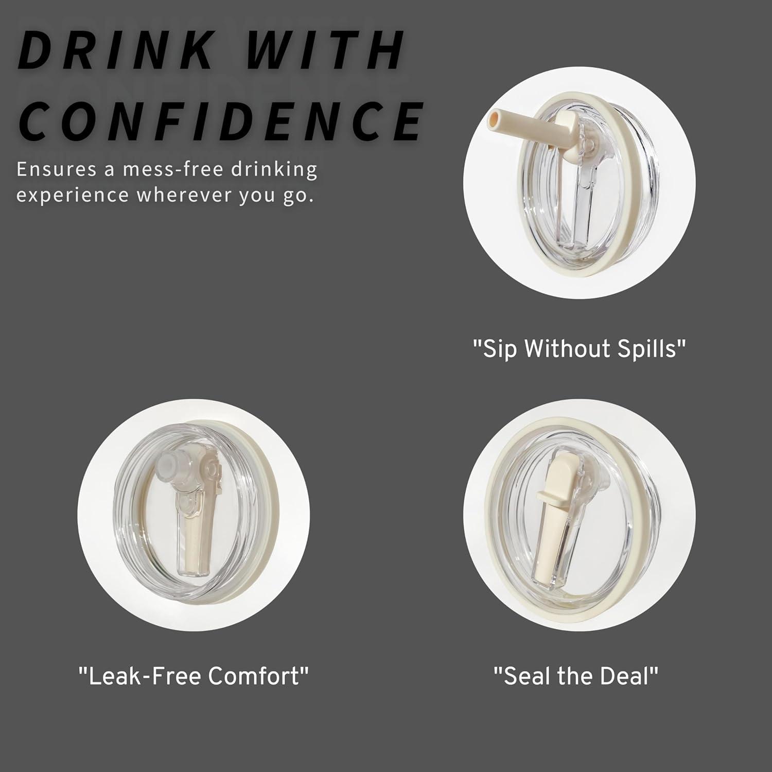 ANTAND 2 Pack 40 Oz Tumbler Flip Straw Lid Replacement Fit For Stanley Quencher, Leak Proof For Stanley Lid Replacement Spill Proof Reusable Tumbler Cover Compatible With 40oz Stanley Cup (Set of 2)