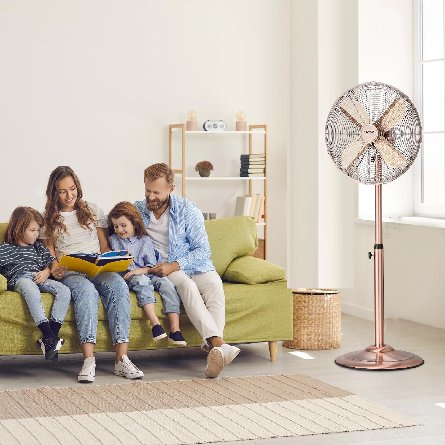 Vevor GYLSFS16INCH0LFIYV1 16 in. 3-Speed Industrial Pedestal Fan Oscillating Height Adjustable - Silver