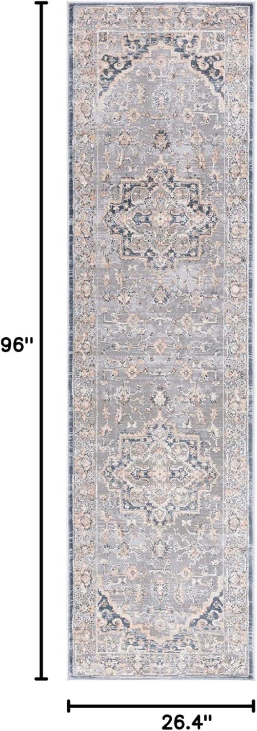 Cosmopolitan 600 CSM684 Power Loomed Indoor Area Rug - Cream/Blue - 9'x12' - Safavieh