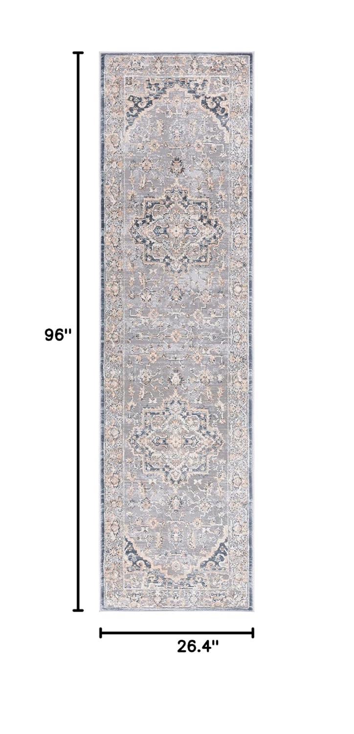 Cosmopolitan 600 CSM684 Power Loomed Indoor Area Rug - Cream/Blue - 9'x12' - Safavieh