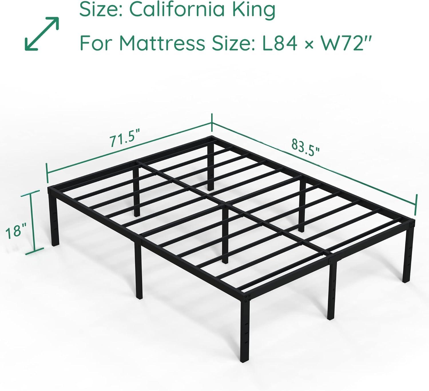 Roseann 18'' Heavy Duty Steel Platform Bed Frame with Round Corners, No Box Spring Needed, Noise Free