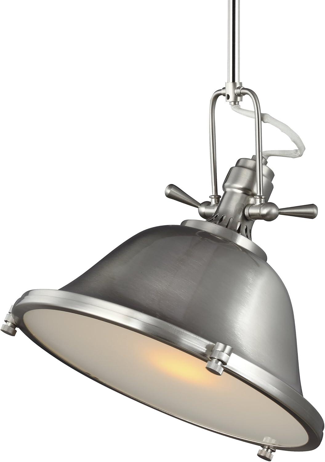 Brushed Nickel Stone Street 11.62" LED Pendant with Satin Etched Glass