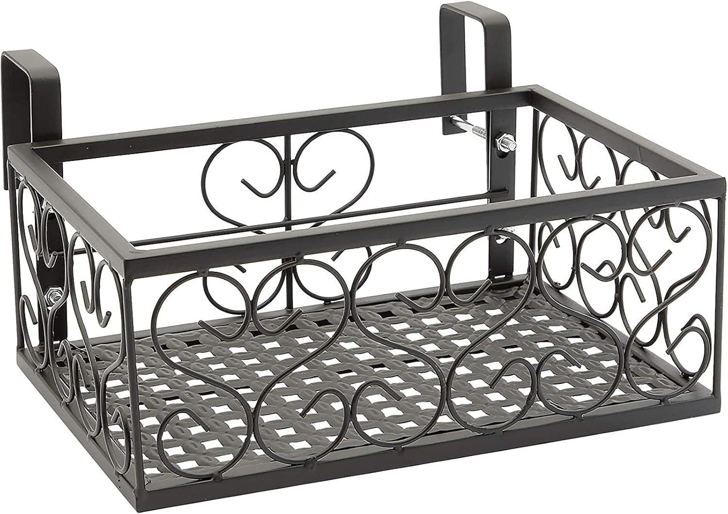 Farmlyn Creek 2 Pack Black Metal Wall Hanging Planter Balcony Patio Fence, Railing Shelf, 2 Sizes