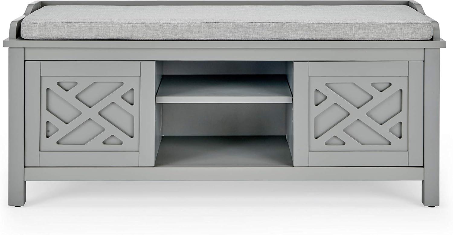Alaterre Furniture Coventry 45 in. Pine Wood Storage Bench with Cushion, Entryway Organization & Decoration, 3 Adjustable/Removable Cubbies, Gray