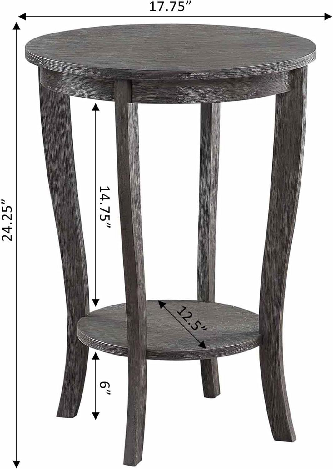 American Heritage Round End Table Dark Gray Wirebrush