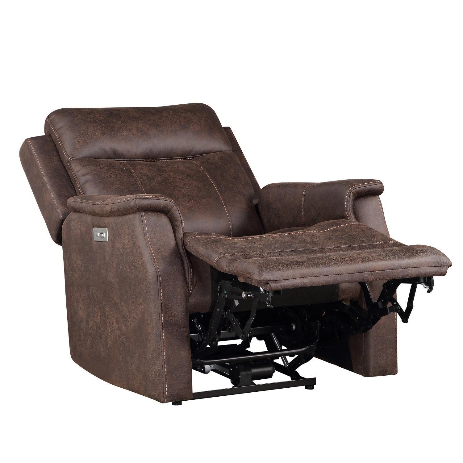 Steve Silver Valencia Leatherette Dual Power Reclining Chair with USB, Walnut