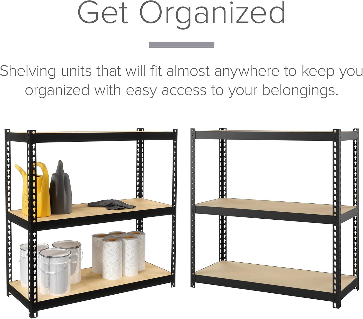 Space Solutions 1000 Riveted Metal Shelving 3-Shelf Unit 12D x 30W x 30H Black