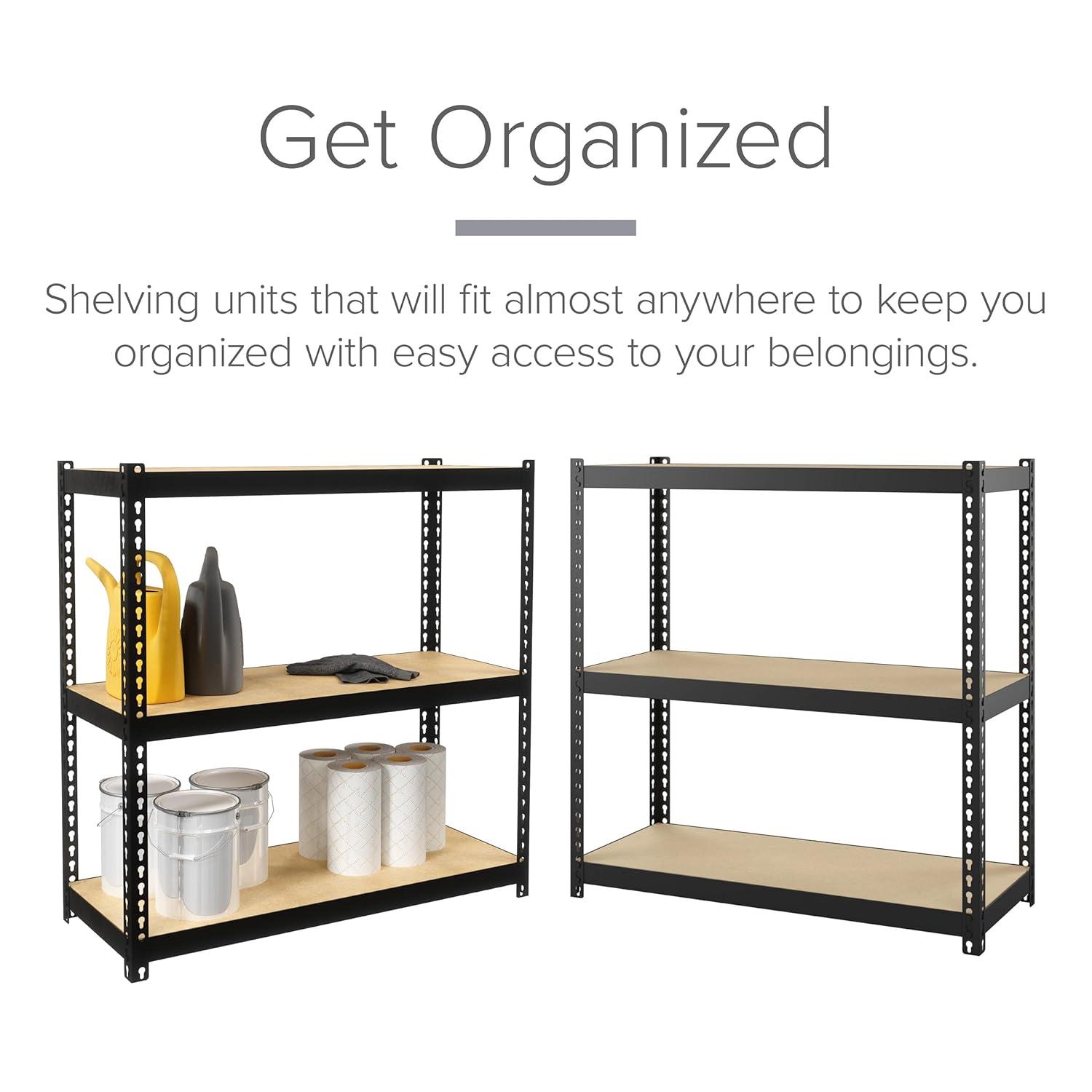 Black Riveted Steel 3-Shelf Garage Storage Unit