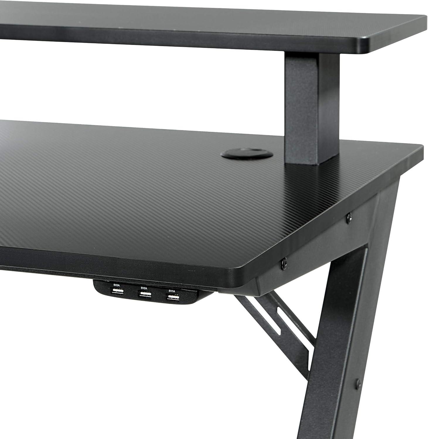 Area51 Matte Black Steel Gaming Desk with RGB LED Lights