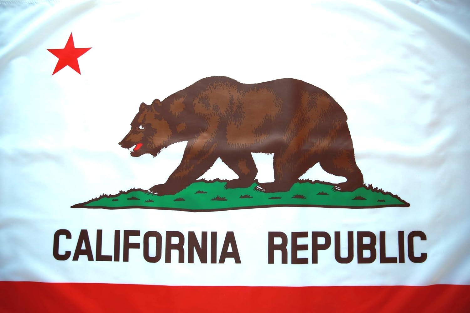 California Flag Printed Polyester Rectangular Canvas Heading Brass Grommets 3ft x 5ft