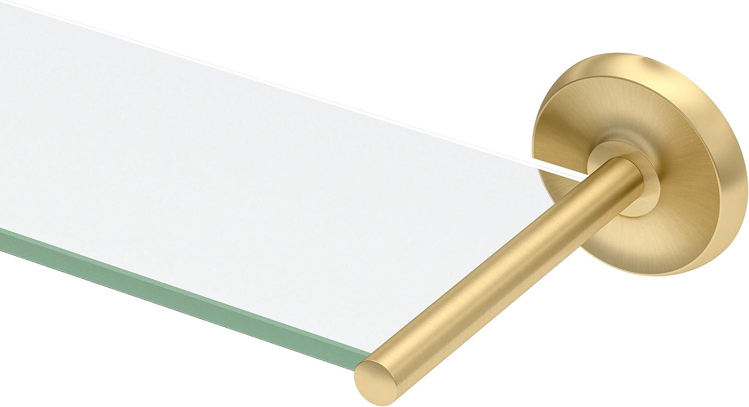 Designer II Brushed Brass 22.5" Wall-Mounted Tempered Glass Shelf