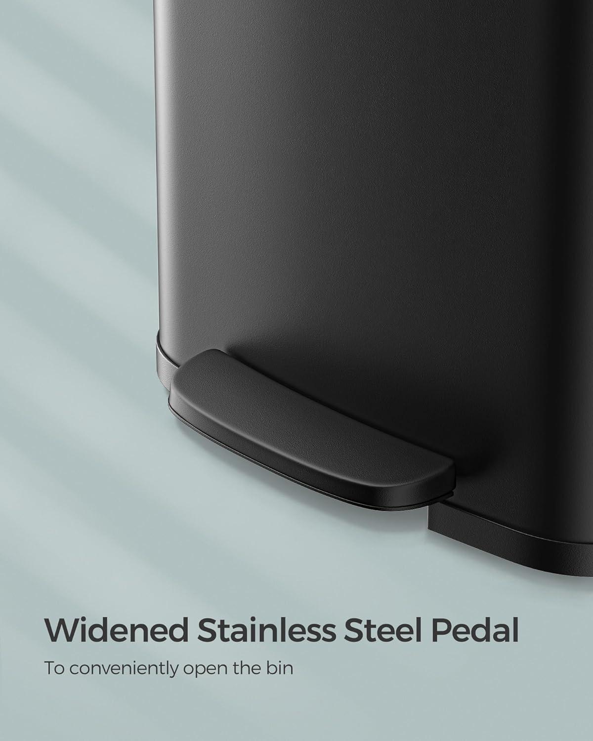 18-Gallon Black Stainless Steel Pedal Trash Can