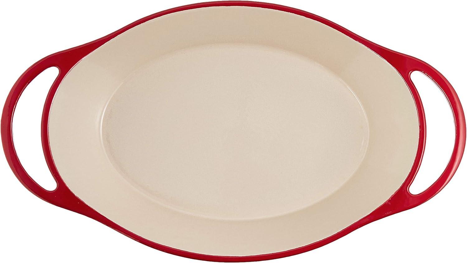 Lodge Cast Iron 2 Quart Enameled Oval Casserole Red